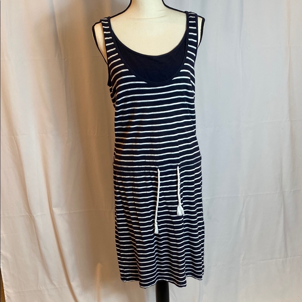 H&M Navy and White Maternity Midi Dress